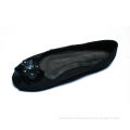 2012 Spring / Summer / Autumn Black Pu Ladies Peep Toe Flat Shoes / Sandals